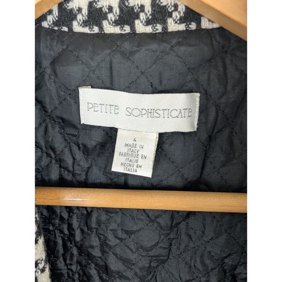 Petite Sophisticate Size 4 Houndstooth Wool Blend Coat Black White Overcoat 38" - Picture 8 of 8